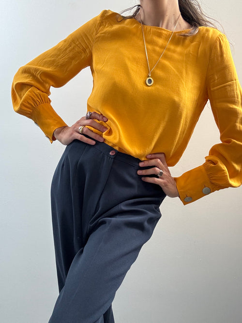 Blusa in viscosa giallo ocra