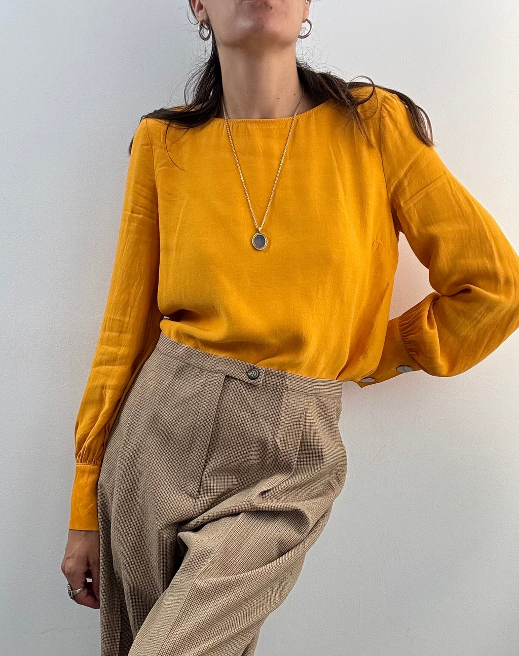 Blusa in viscosa giallo ocra