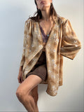 Blusa kimono a fiori beige