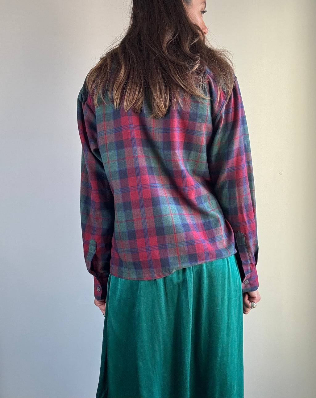 Camicia tartan ricamata fiori