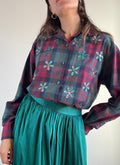 Camicia tartan ricamata fiori