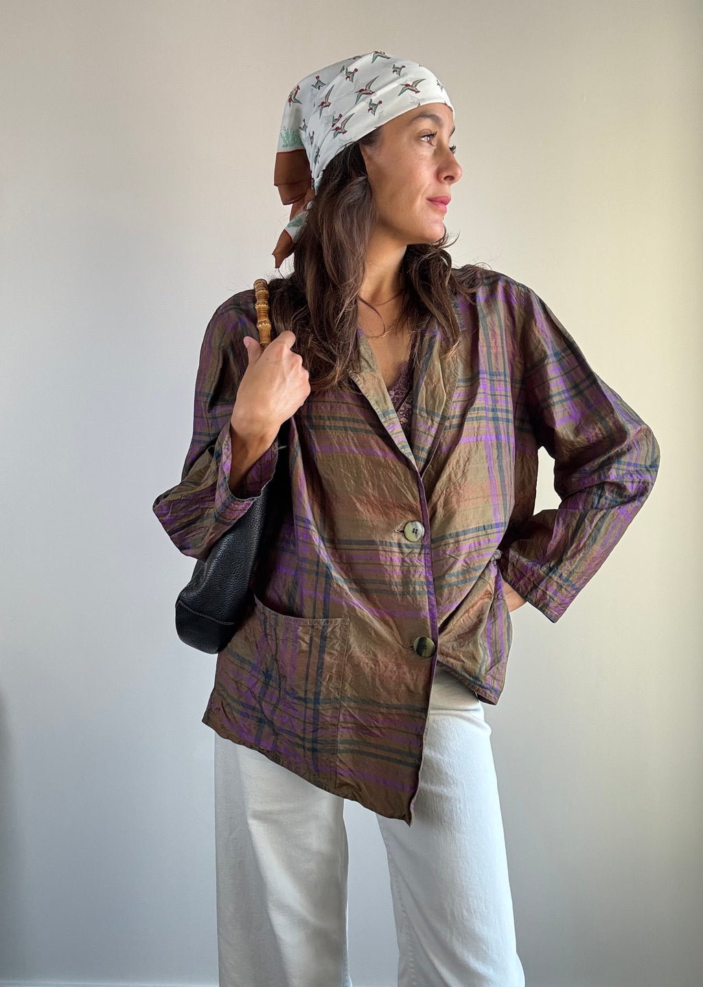 Giacca tartan in seta