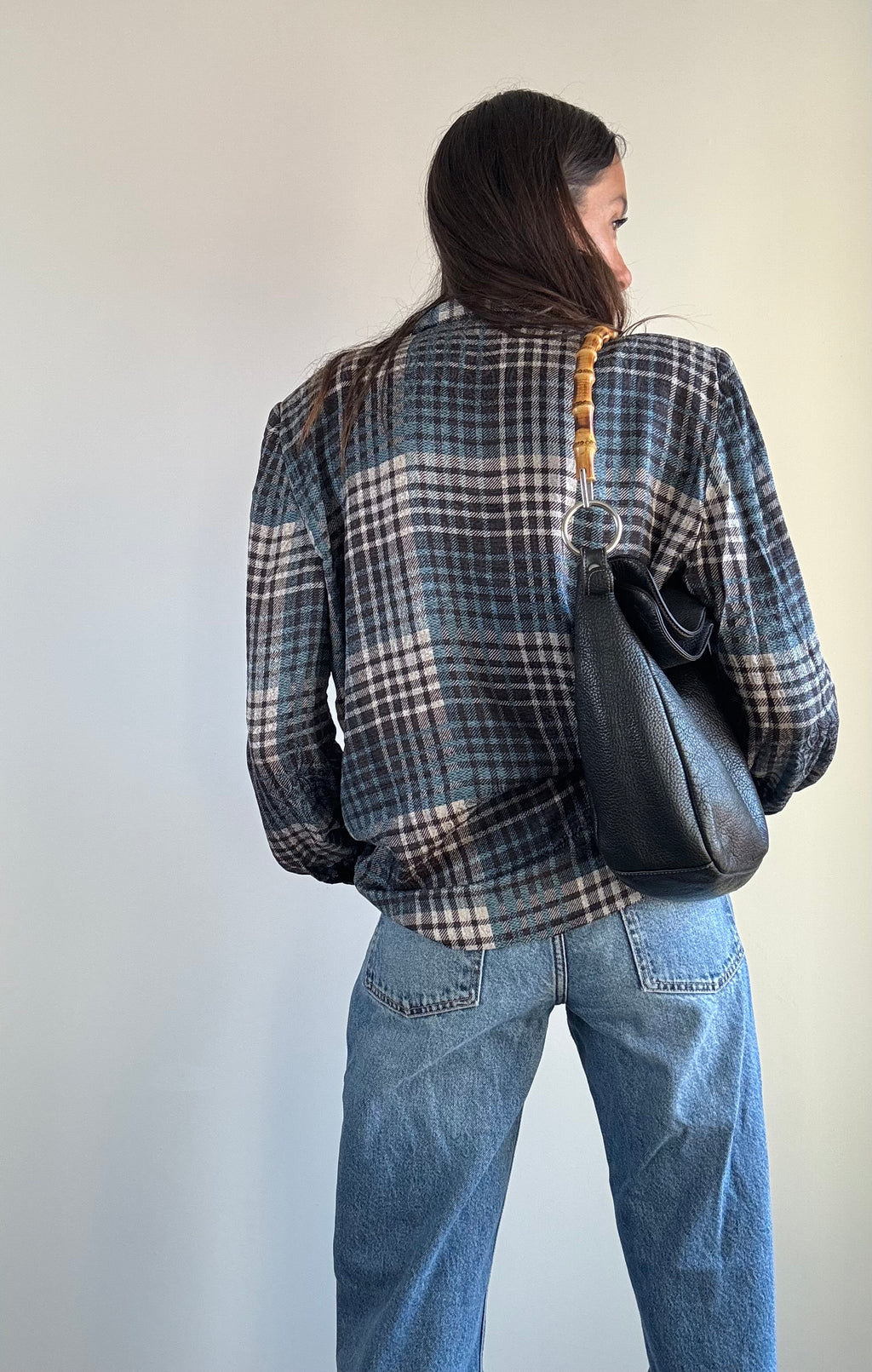 Camicia tartan blu con spalline