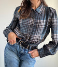 Camicia tartan blu con spalline