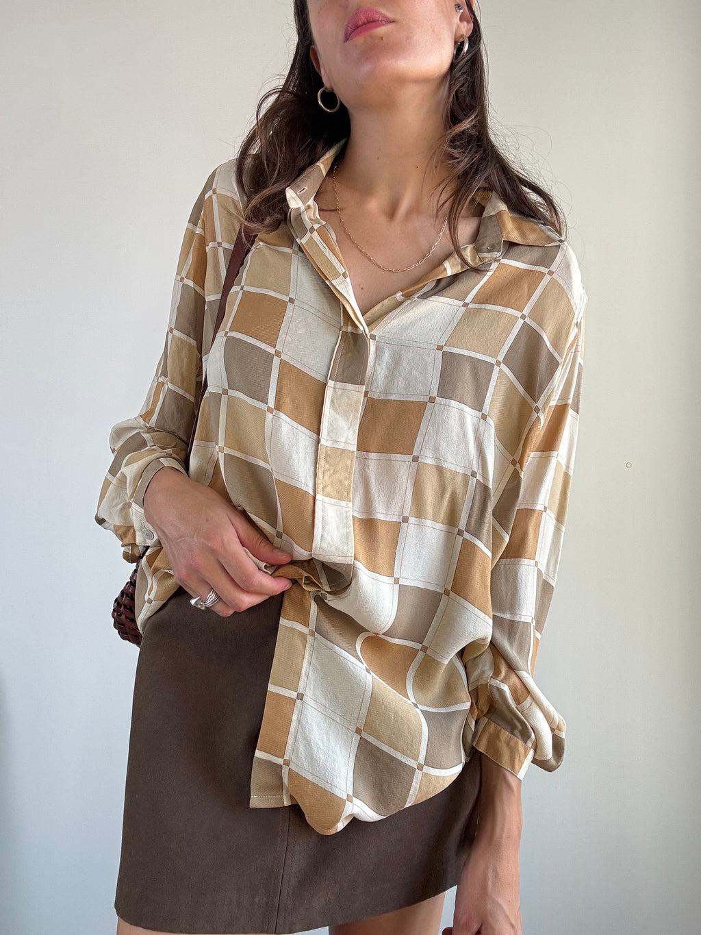 Camicia in pura Seta a scacchi