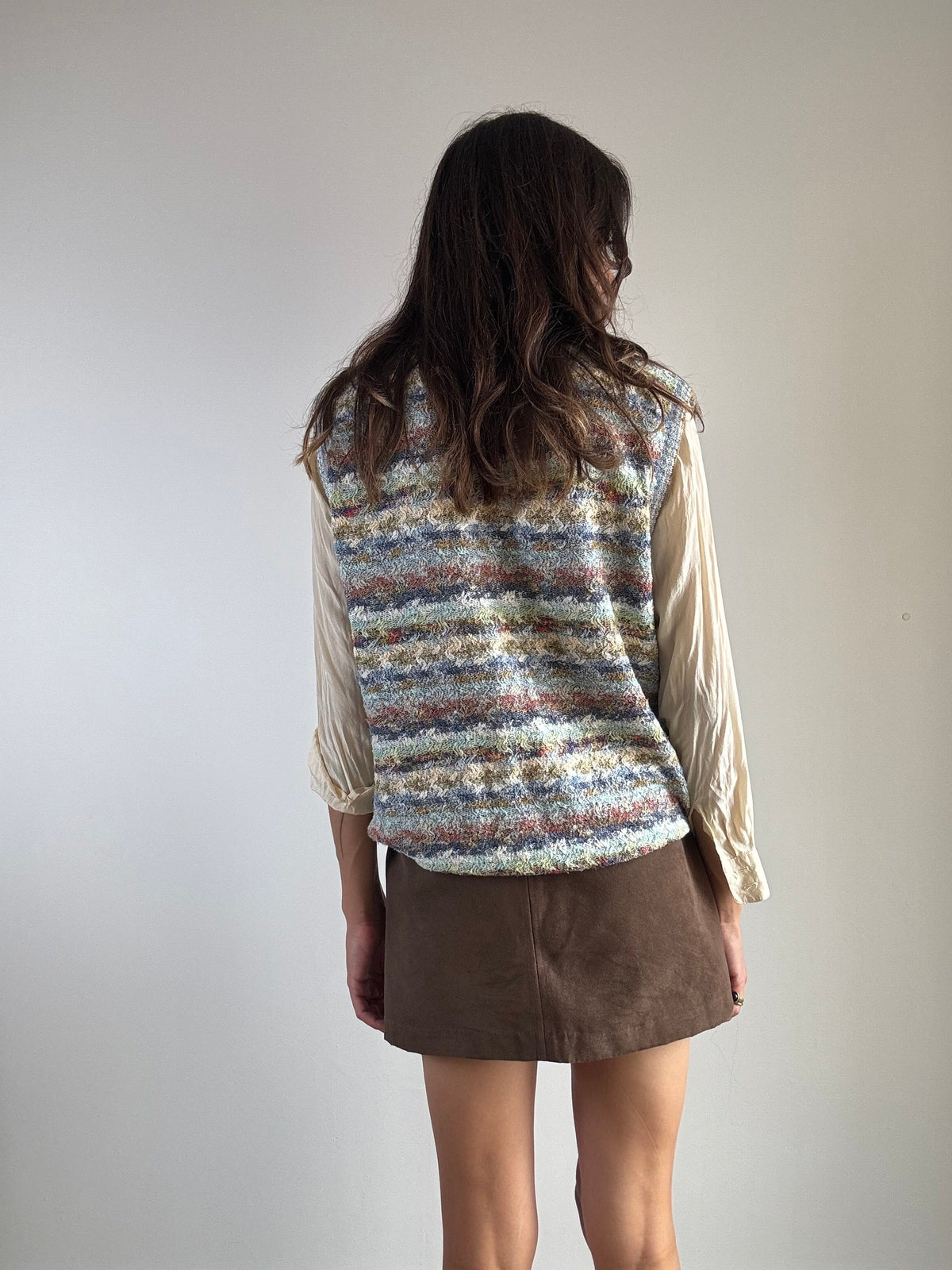 Gilet vintage misto cotone multicolor stile Missoni, vista posteriore