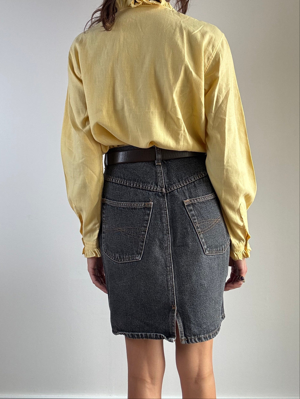 Gonna denim vintage Emmanuel Schvili, vista posteriore con tasche