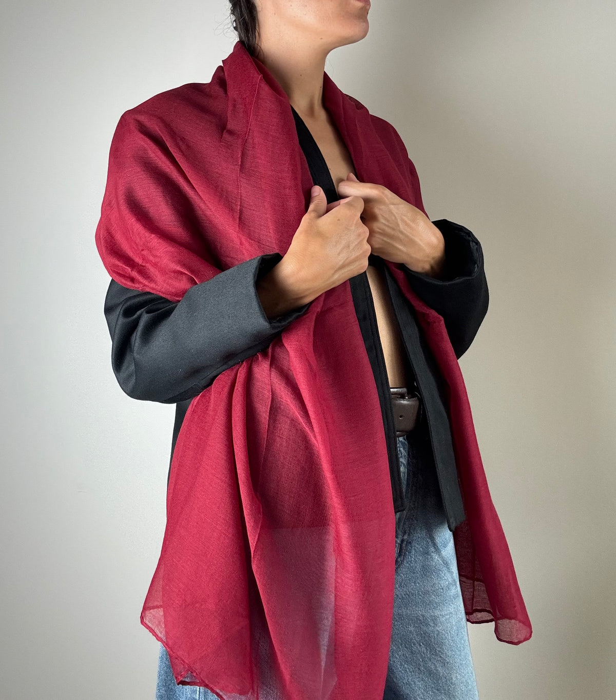 Pashmina bordeaux in viscosa