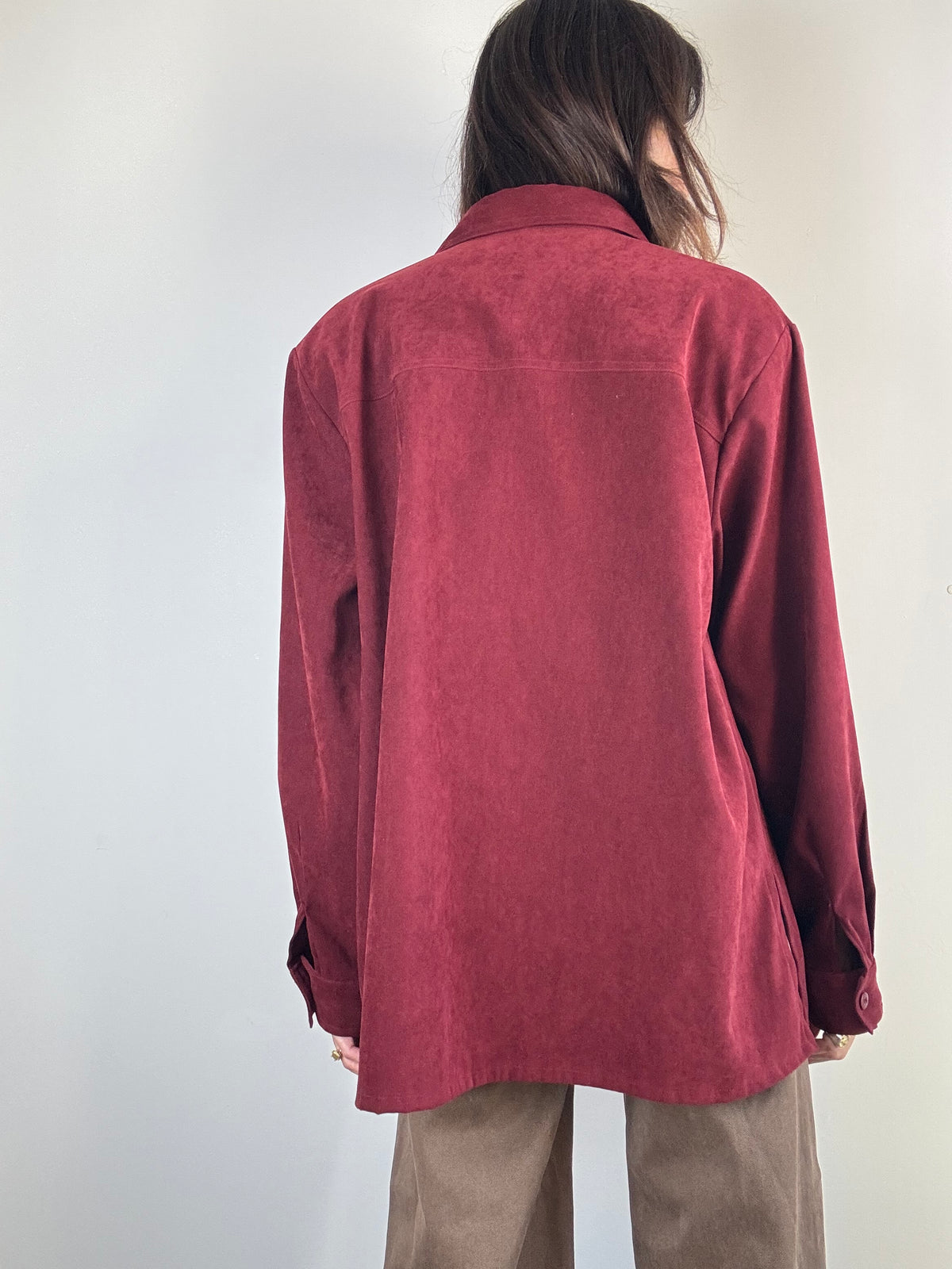 Giacca/Camicia camoscio bordeaux oversize