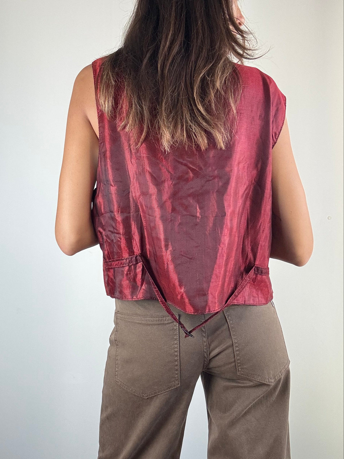 Gilet in camoscio bordeaux