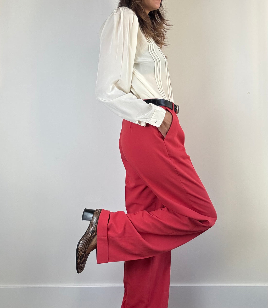 Pantalone palazzo rosso corallo