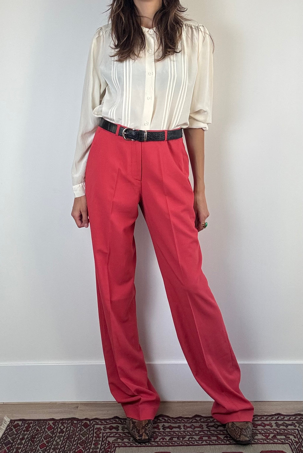 Pantalone palazzo rosso corallo