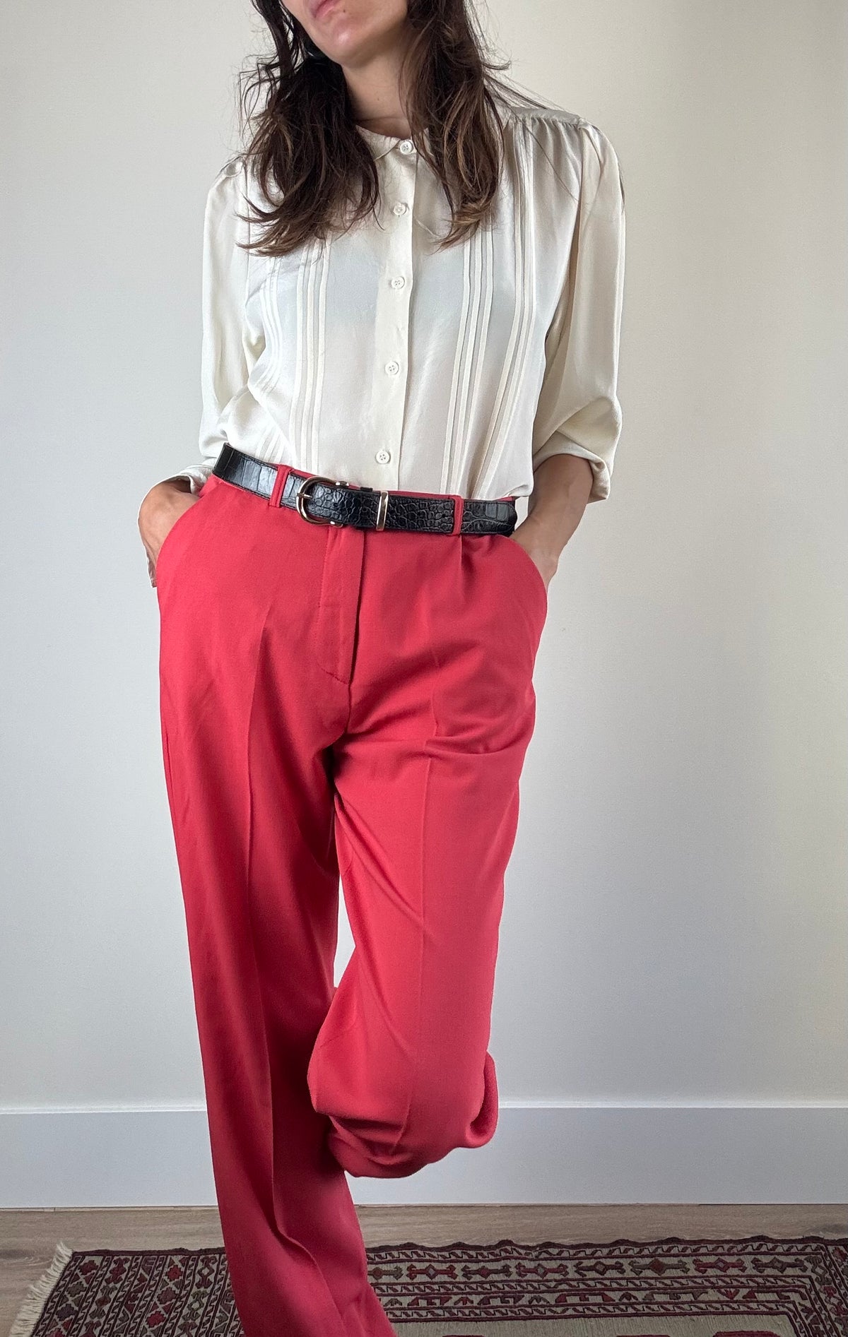 Pantalone palazzo rosso corallo