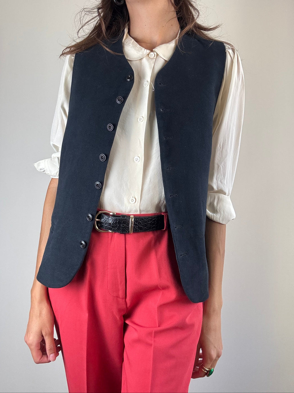 Gilet sartoriale blu navy in cotone