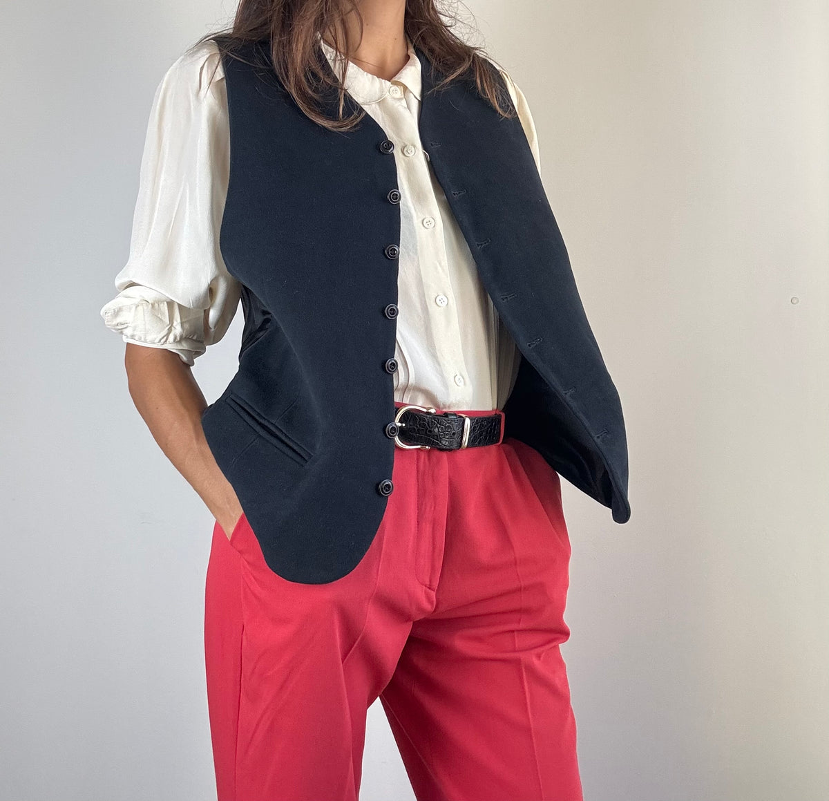 Gilet sartoriale blu navy in cotone