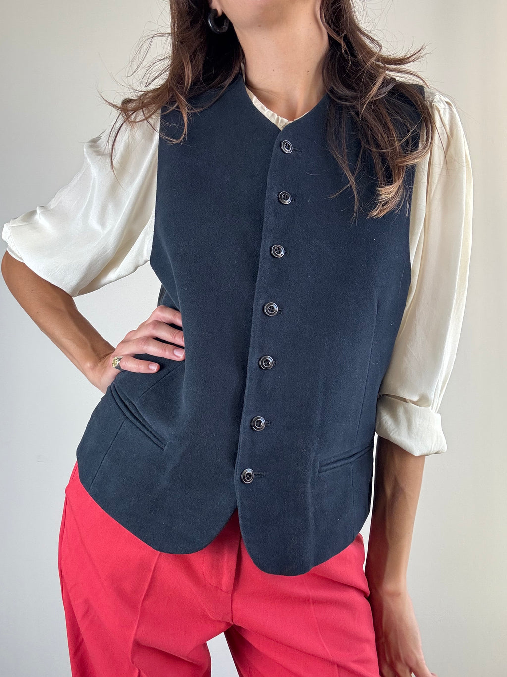 Gilet sartoriale blu navy in cotone
