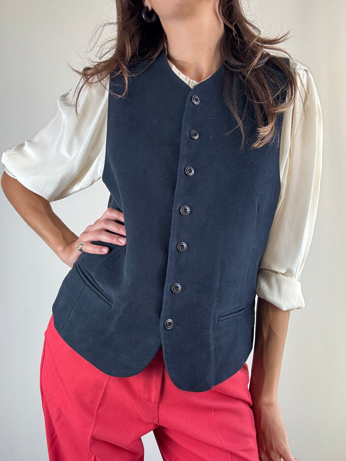 Gilet sartoriale blu navy in cotone