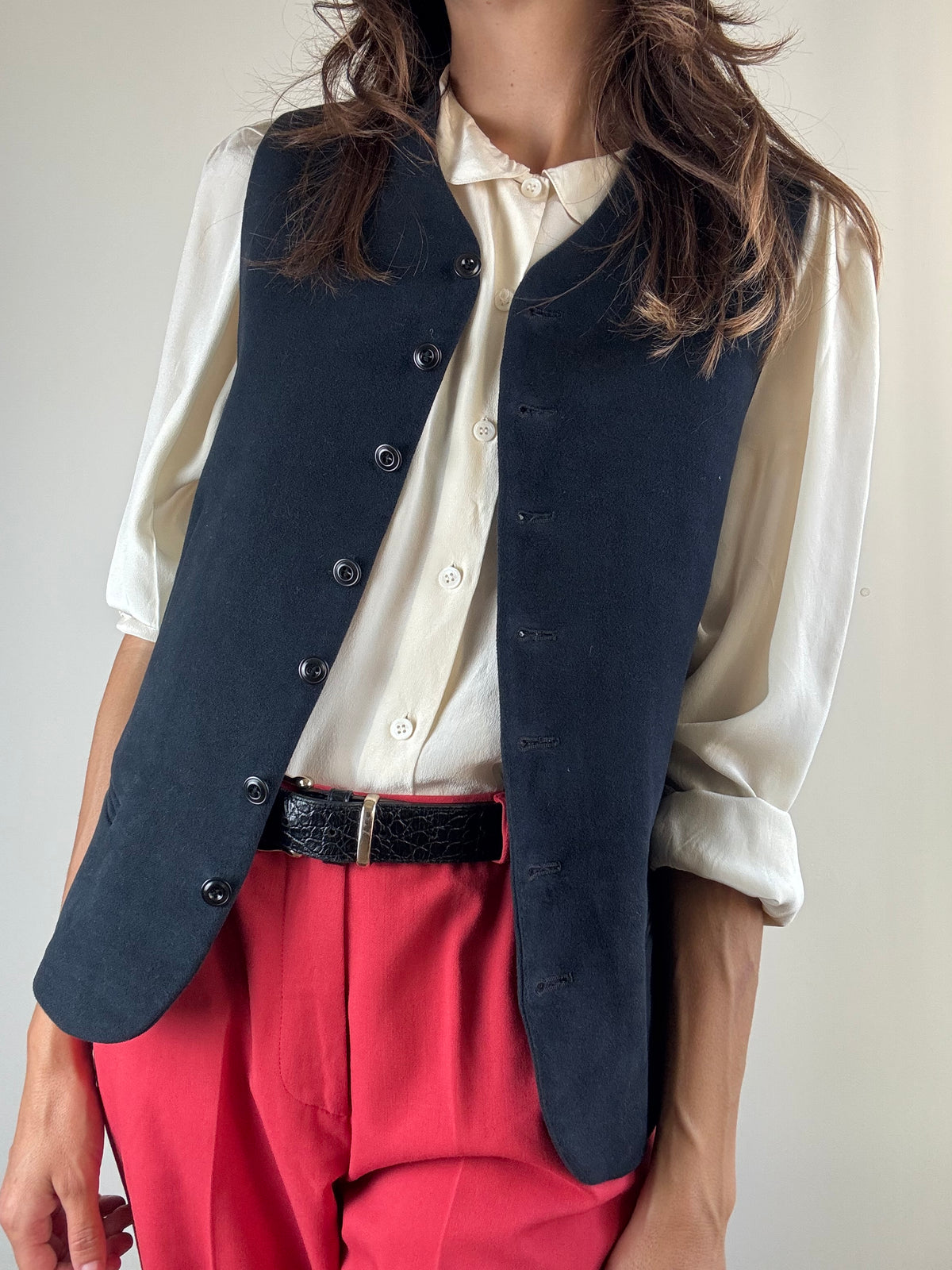 Gilet sartoriale blu navy in cotone