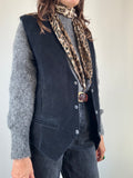 Gilet nero in pelle