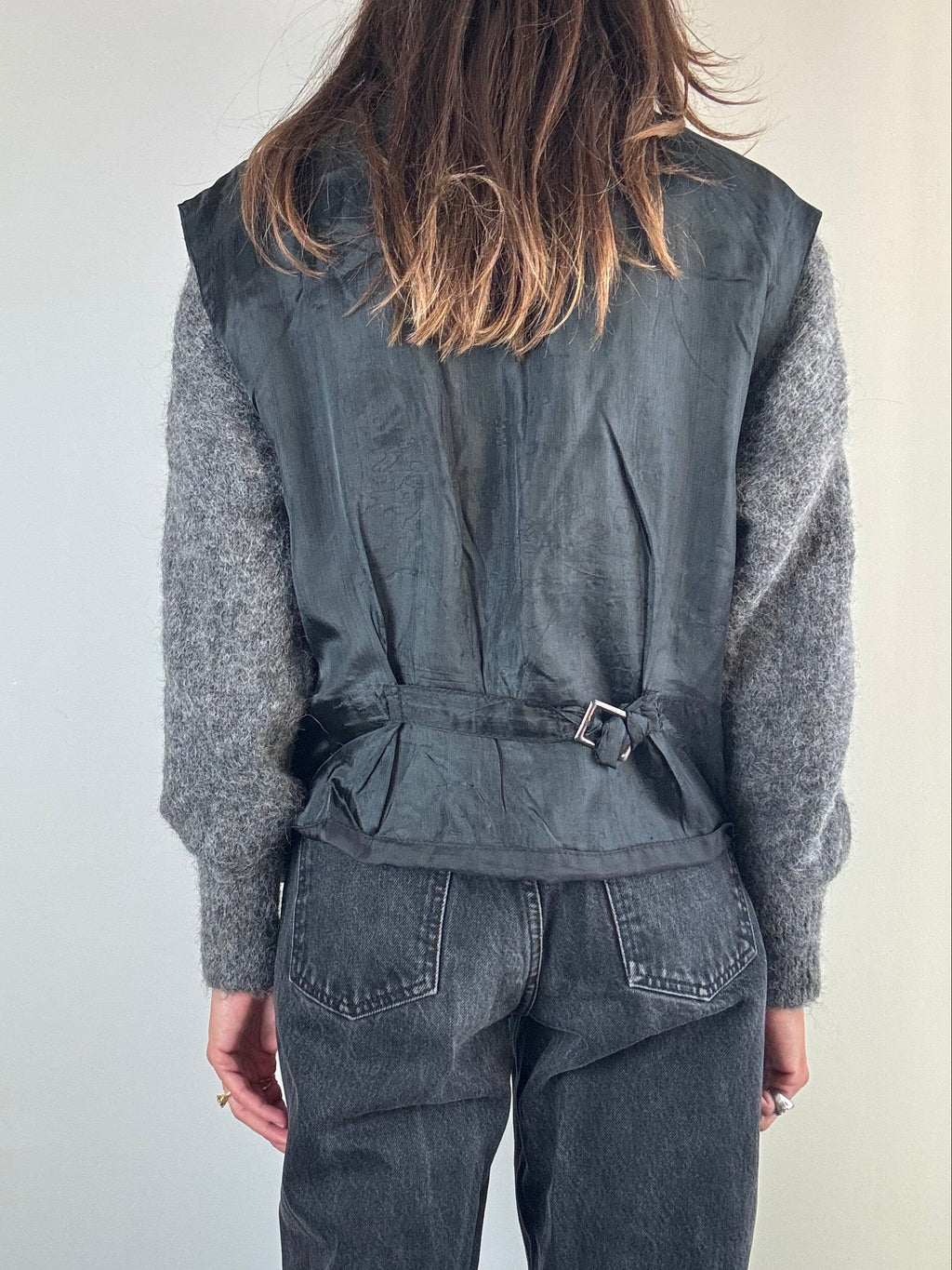 Gilet nero in pelle