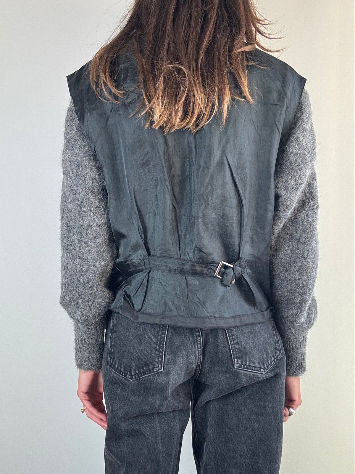 Gilet nero in pelle