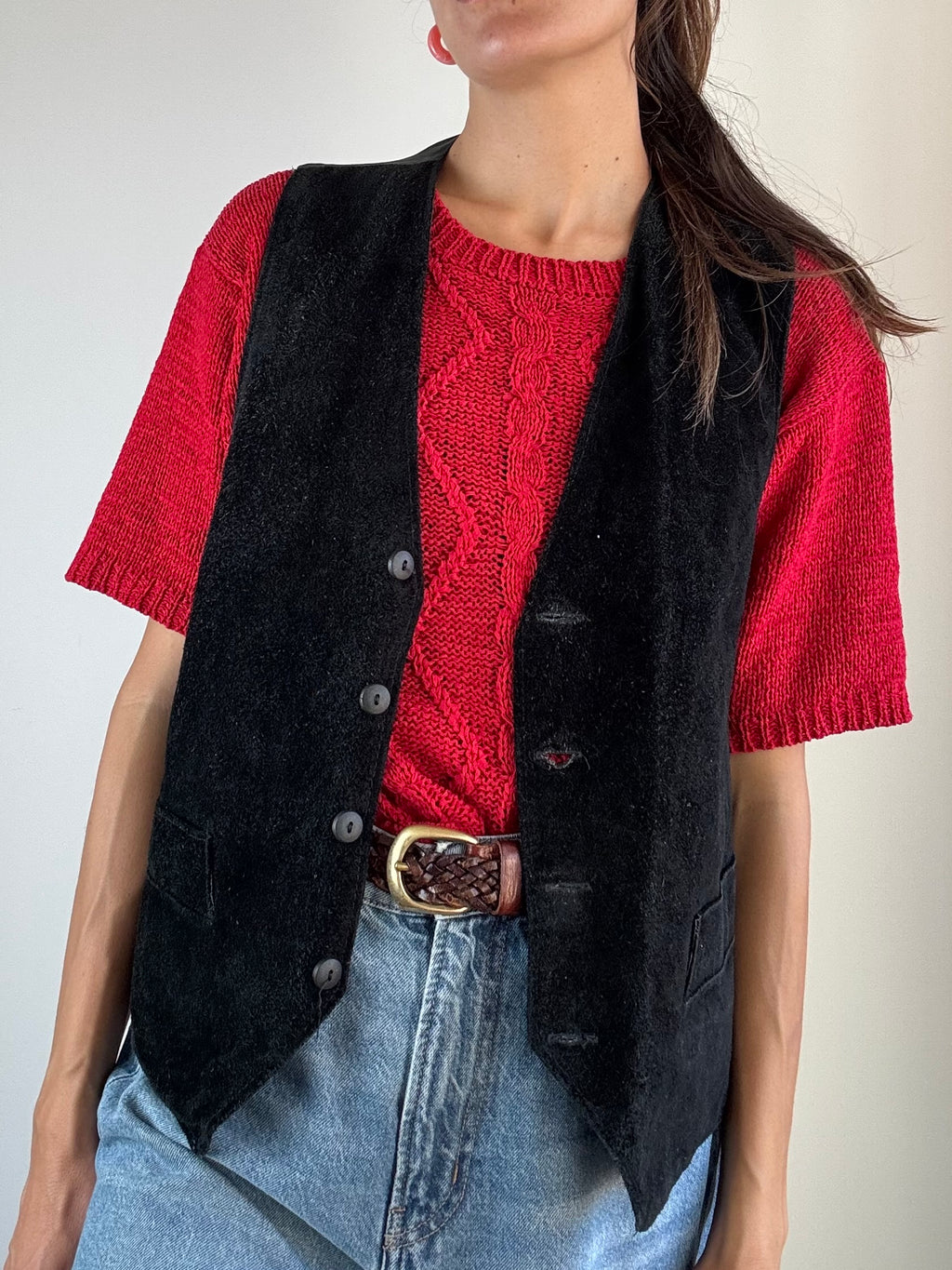 Maglia rossa a trecce