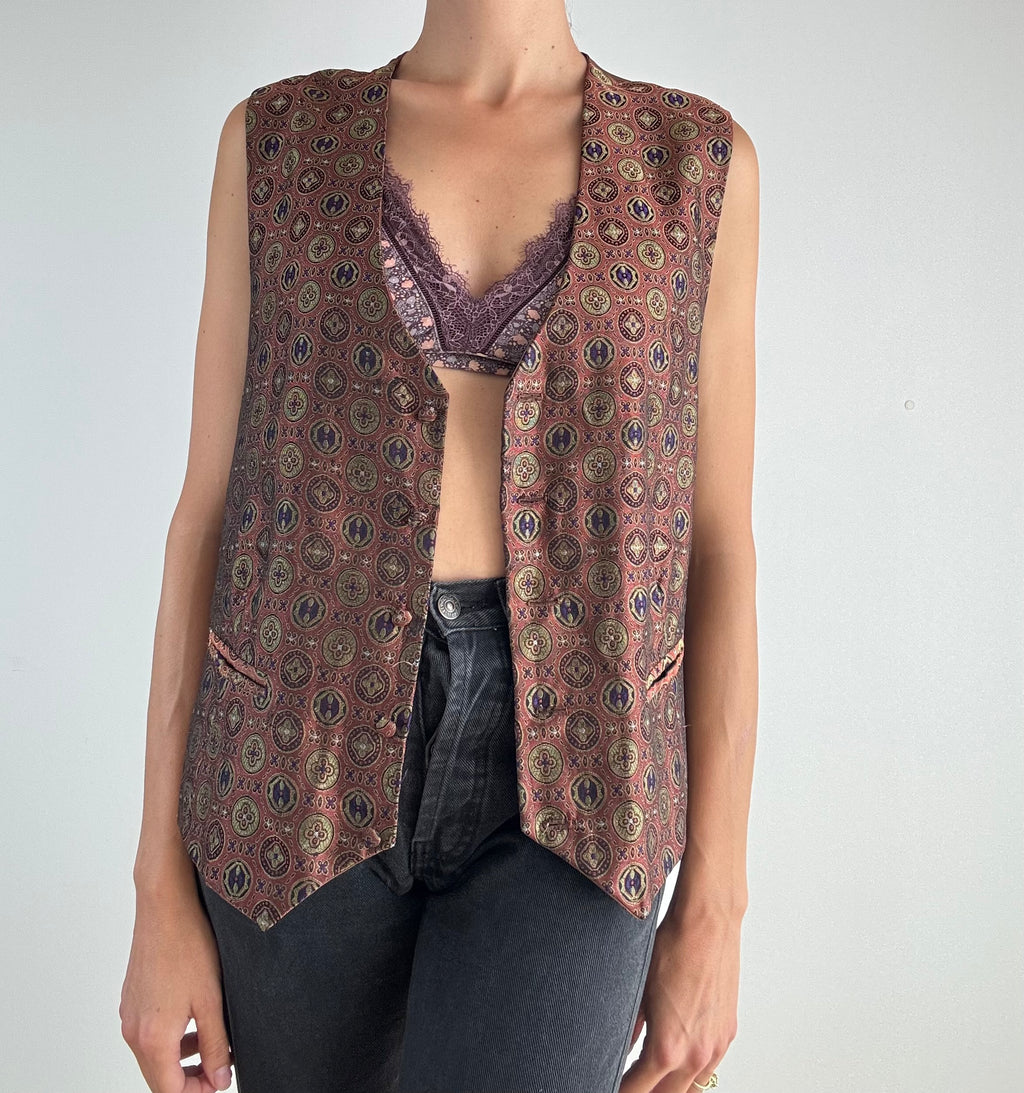 Gilet fantasia marrone
