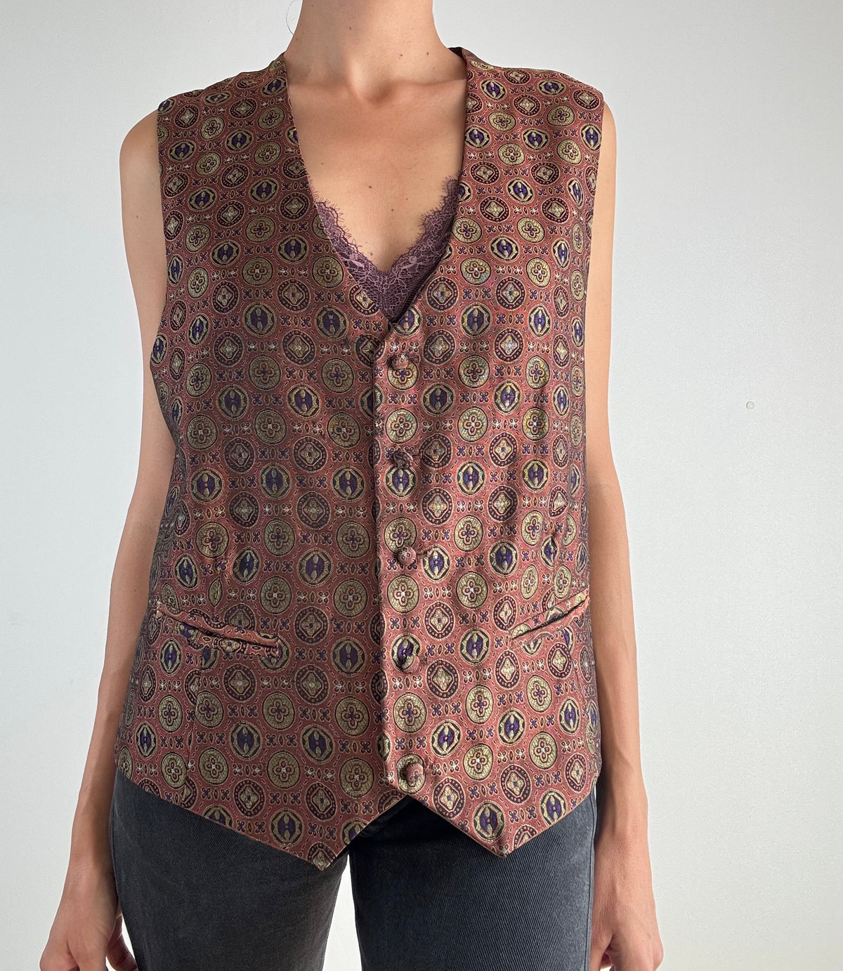 Gilet fantasia marrone