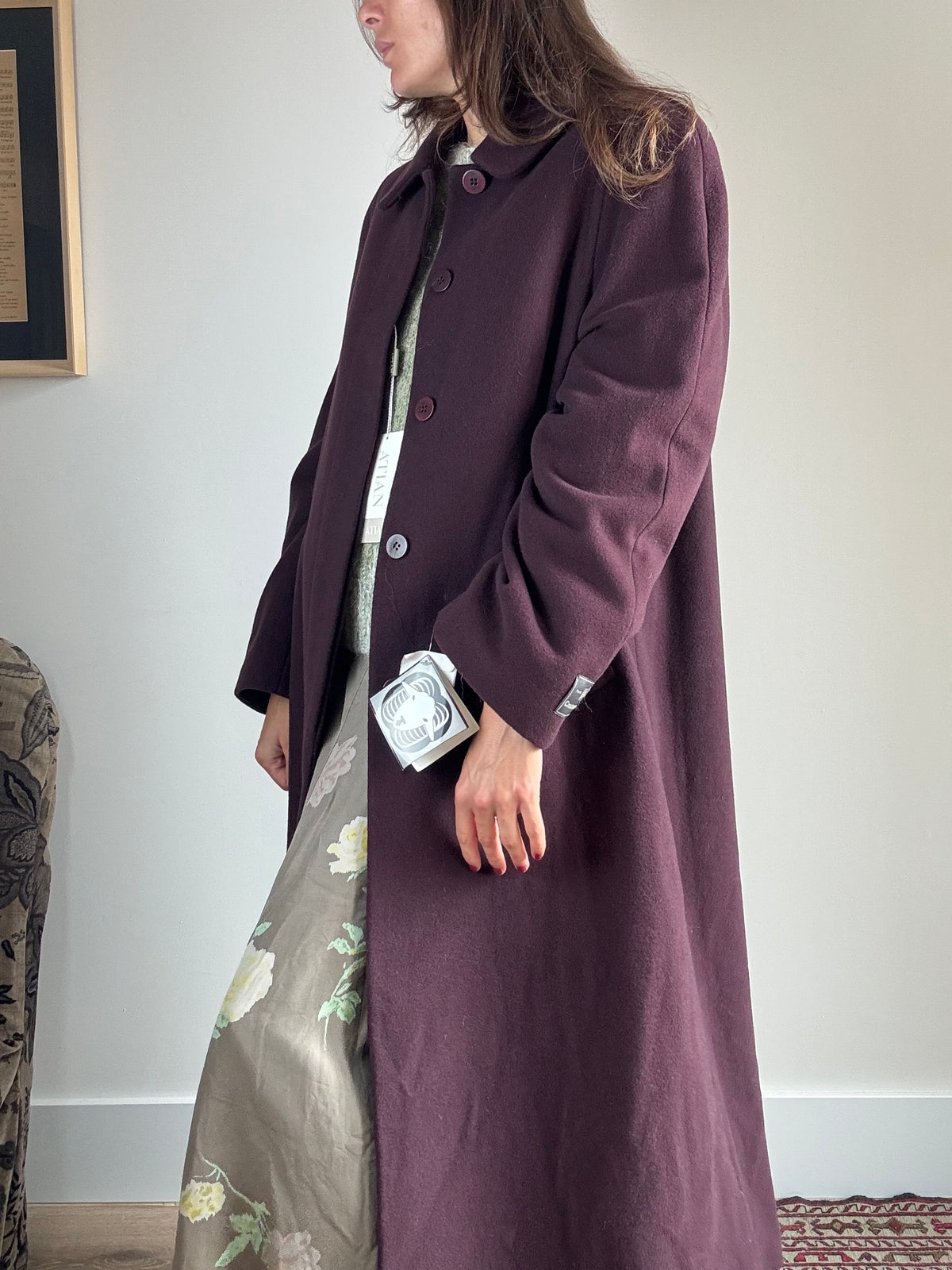 Cappotto prugna in lana e cashmere