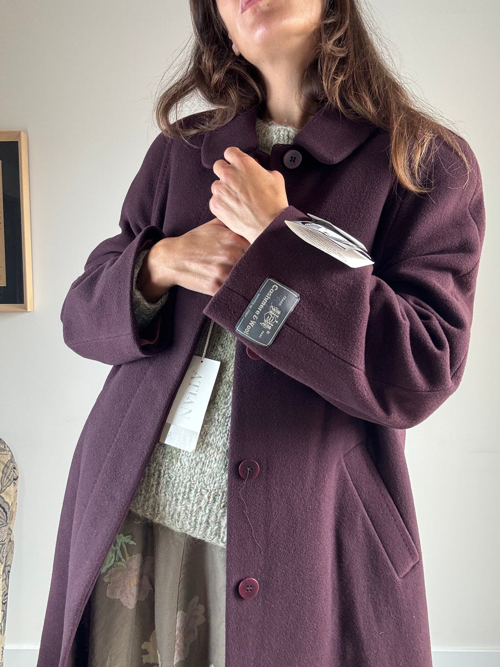 Cappotto prugna in lana e cashmere