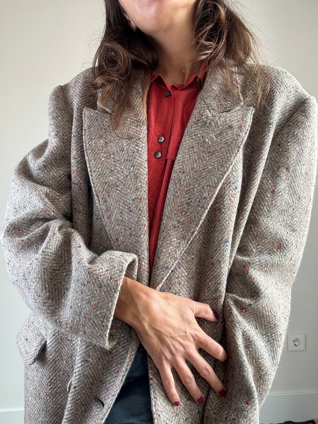 Cappotto spigato multicolore