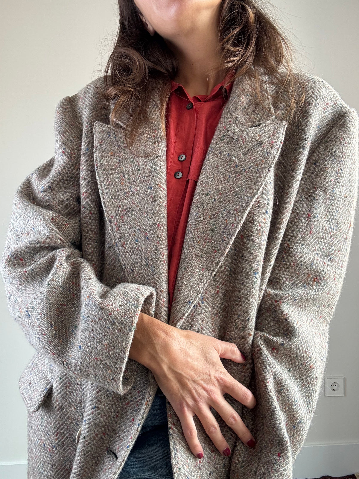 Cappotto spigato multicolore