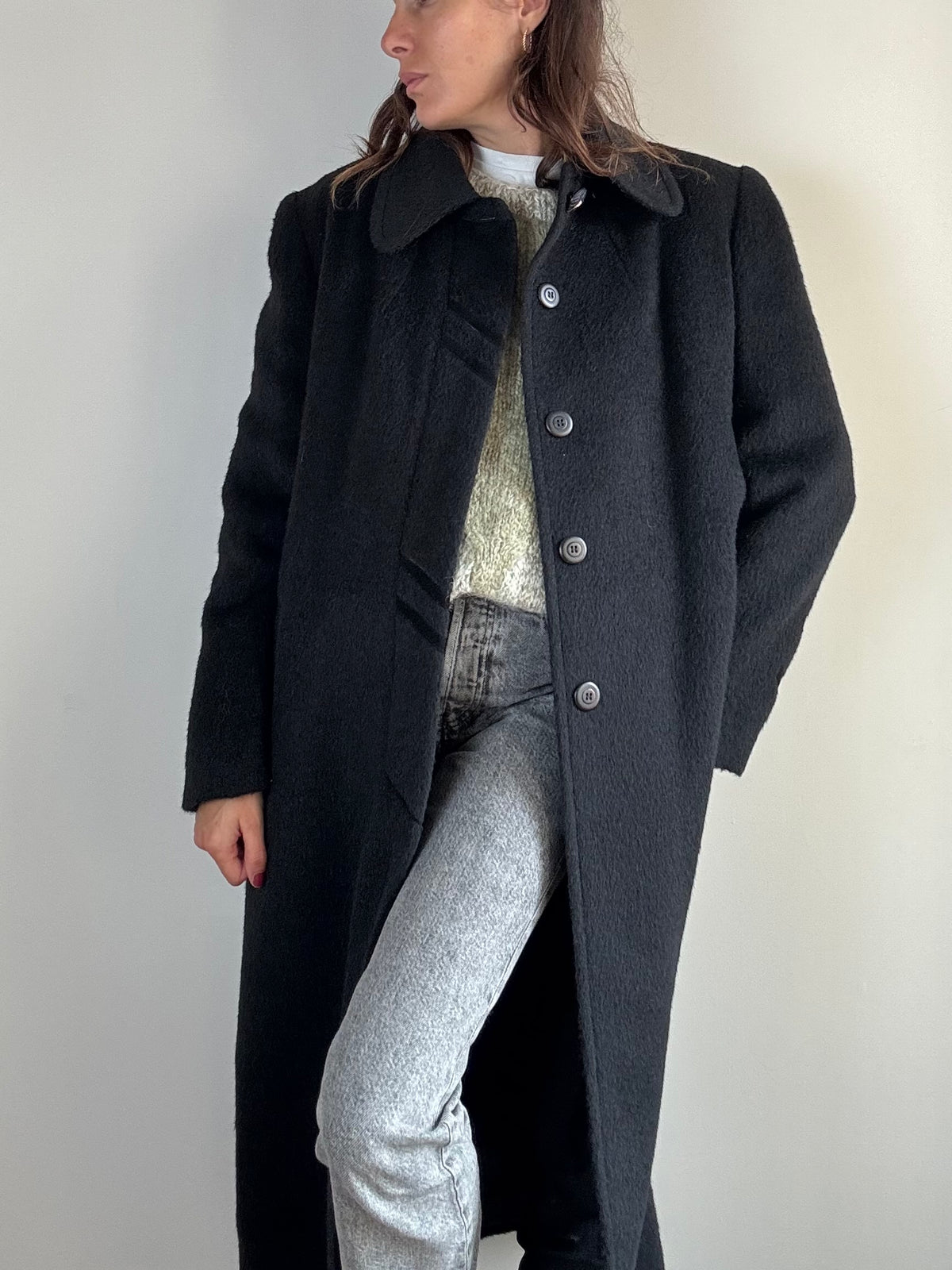 Cappotto nero in alpaca