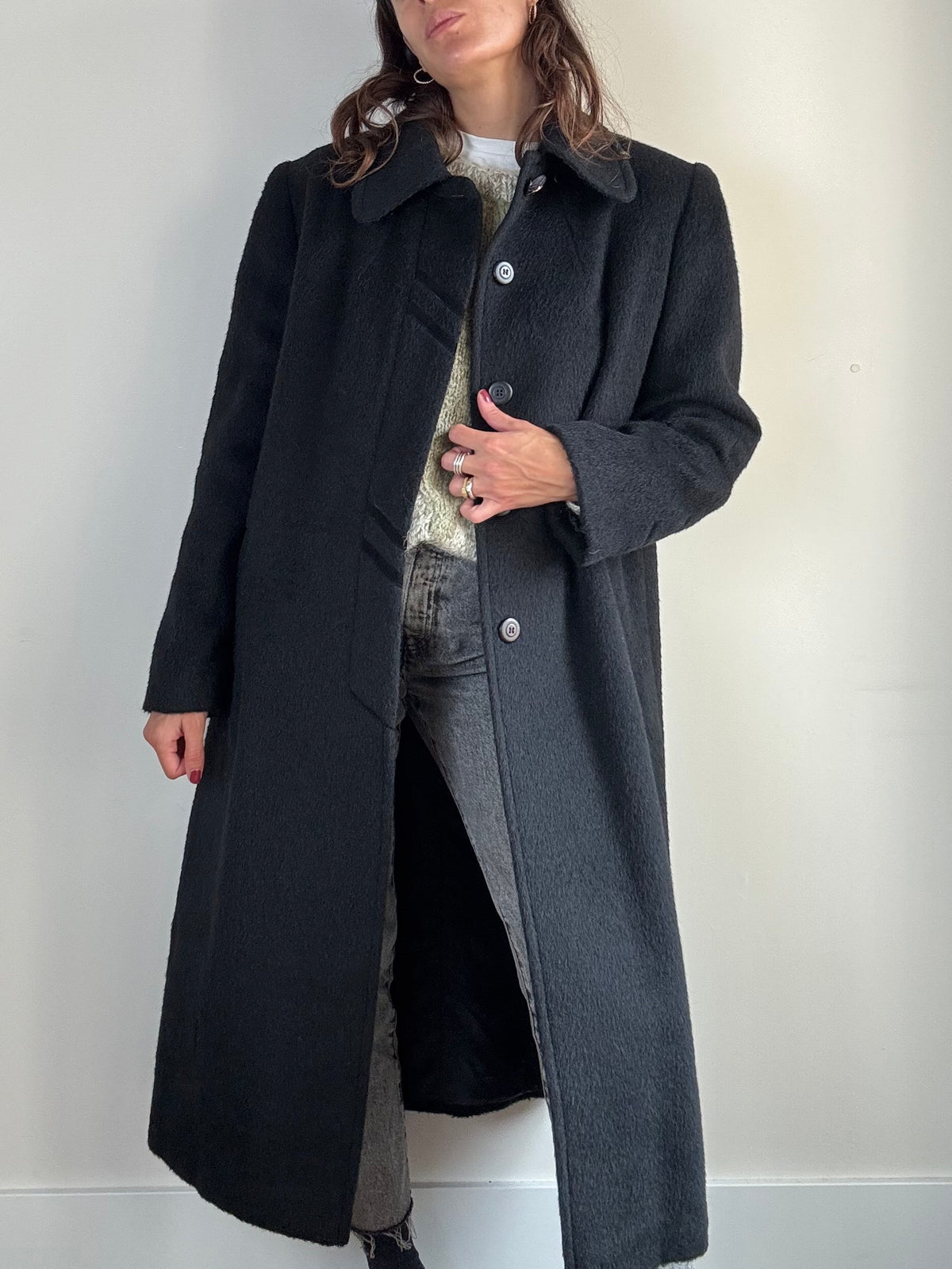 Cappotto nero in alpaca