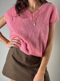 Gilet rosa in alpaca e mohair