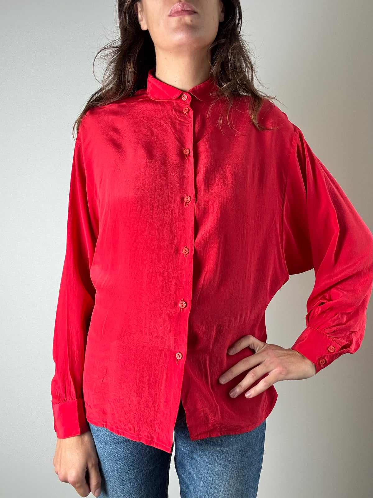 Camicia rossa in pura seta