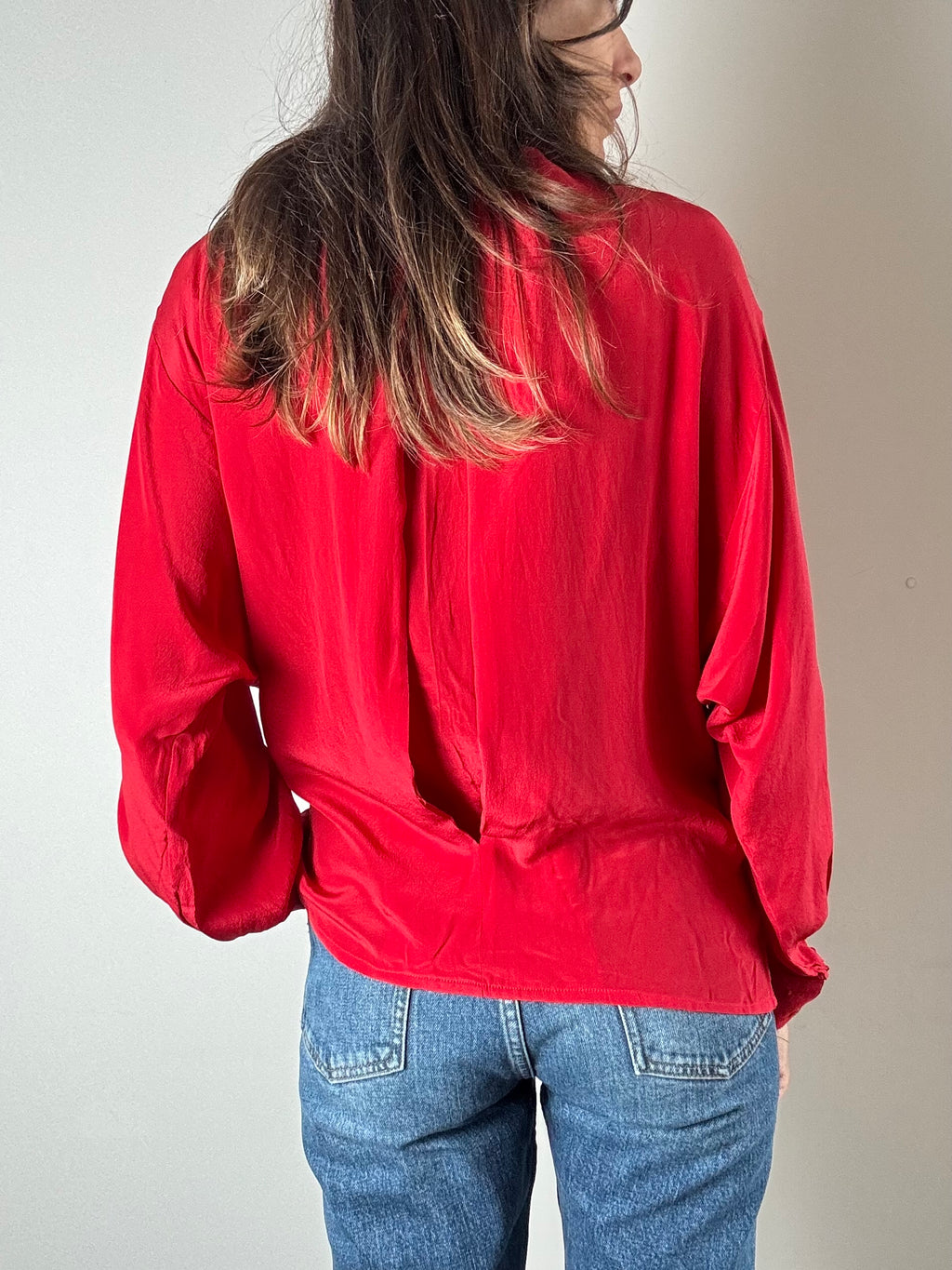 Camicia rossa in pura seta