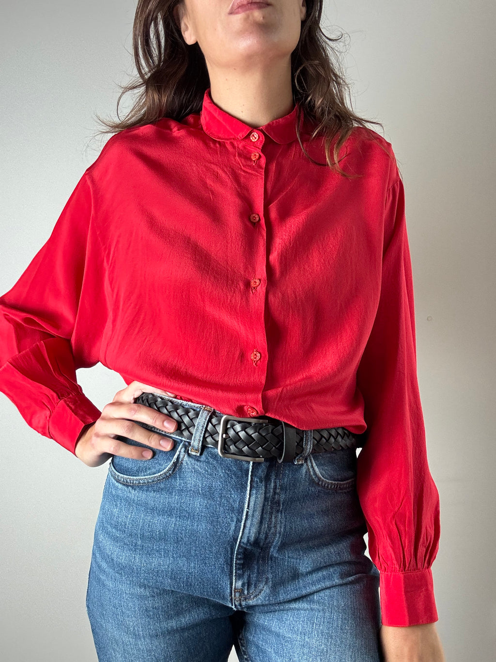 Camicia rossa in pura seta
