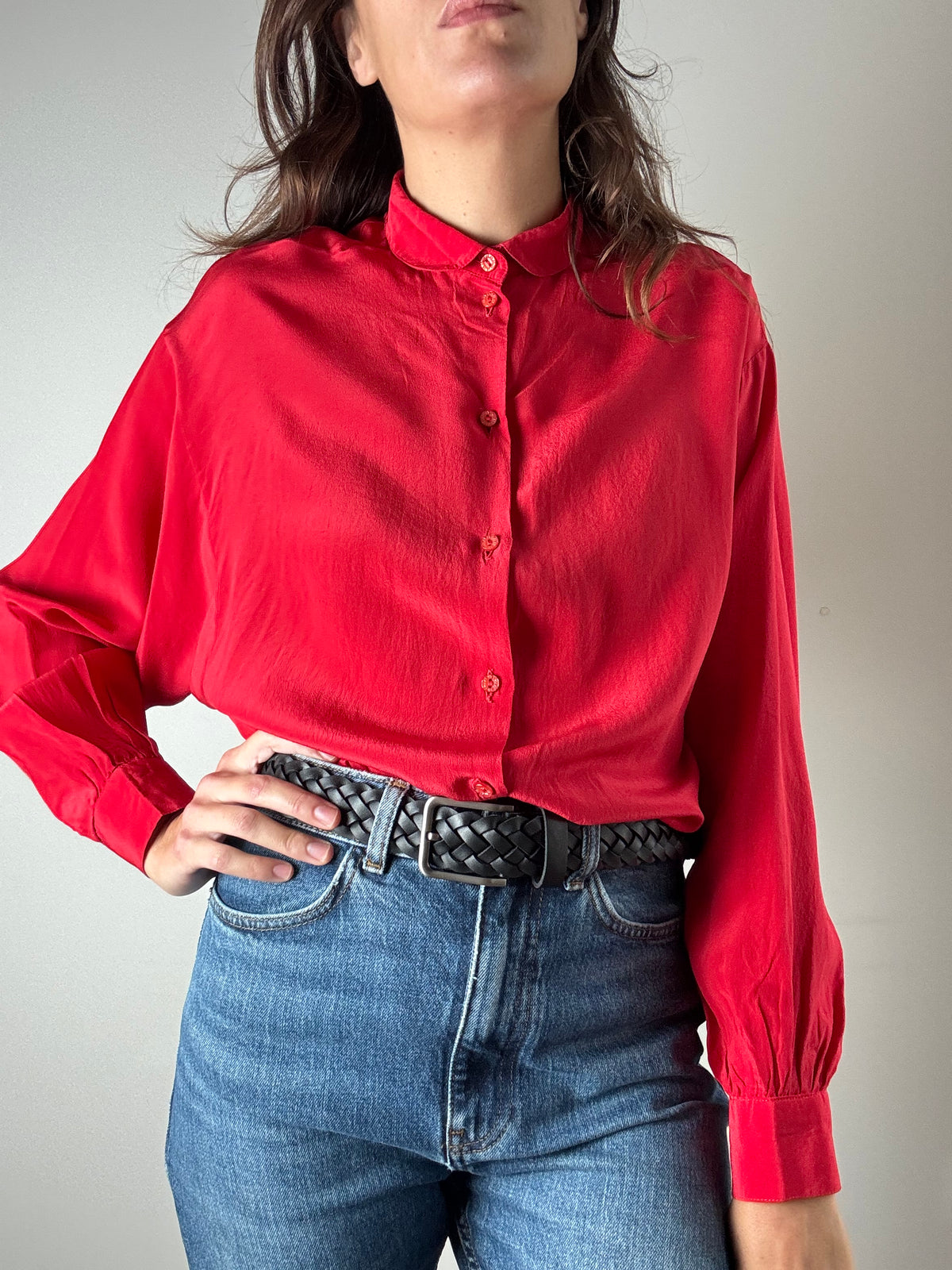 Camicia rossa in pura seta