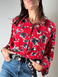 Camicia rossa a fiori in viscosa
