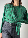 Blusa in seta verde e nera