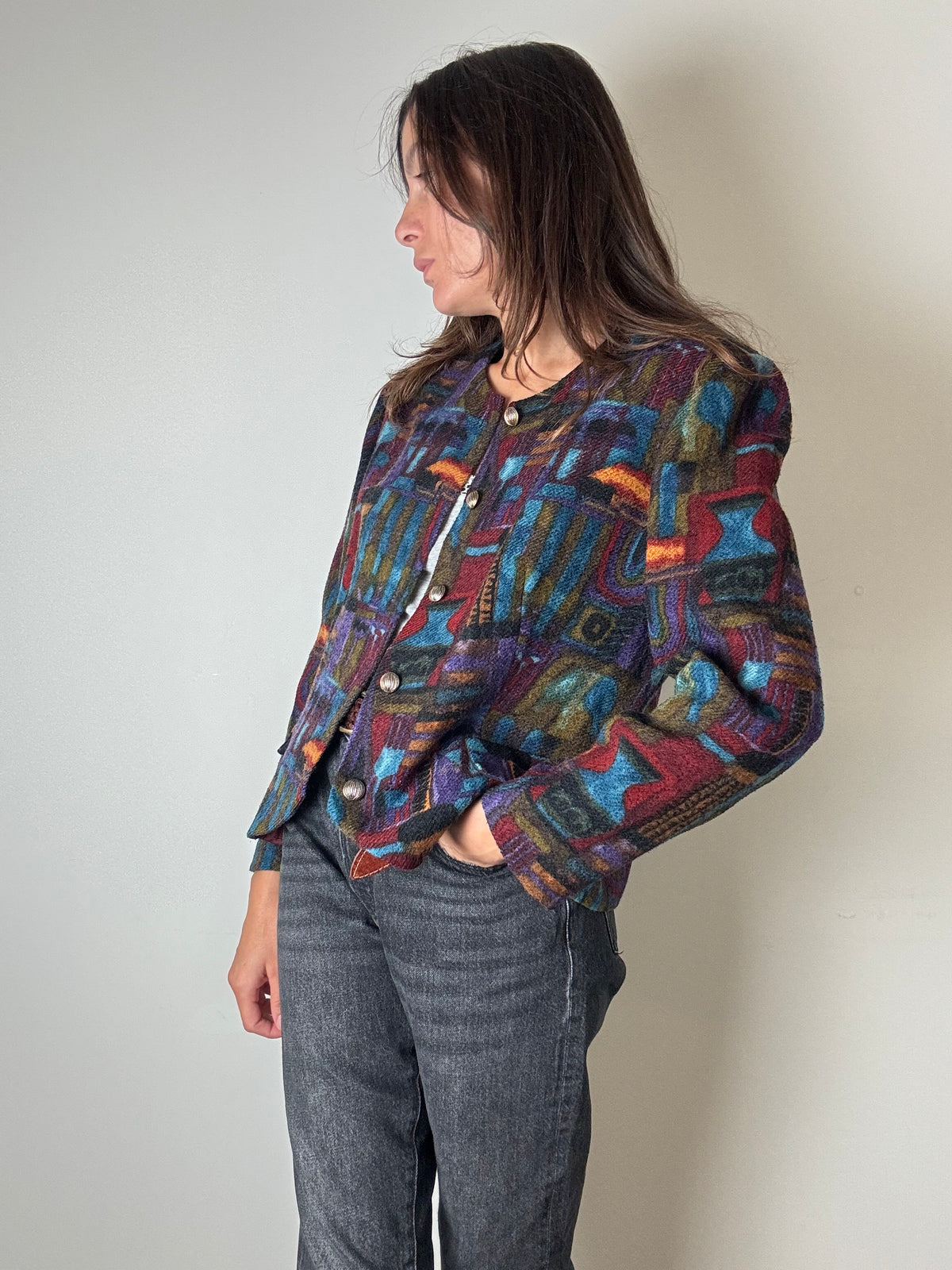 Giacca in lana multicolore