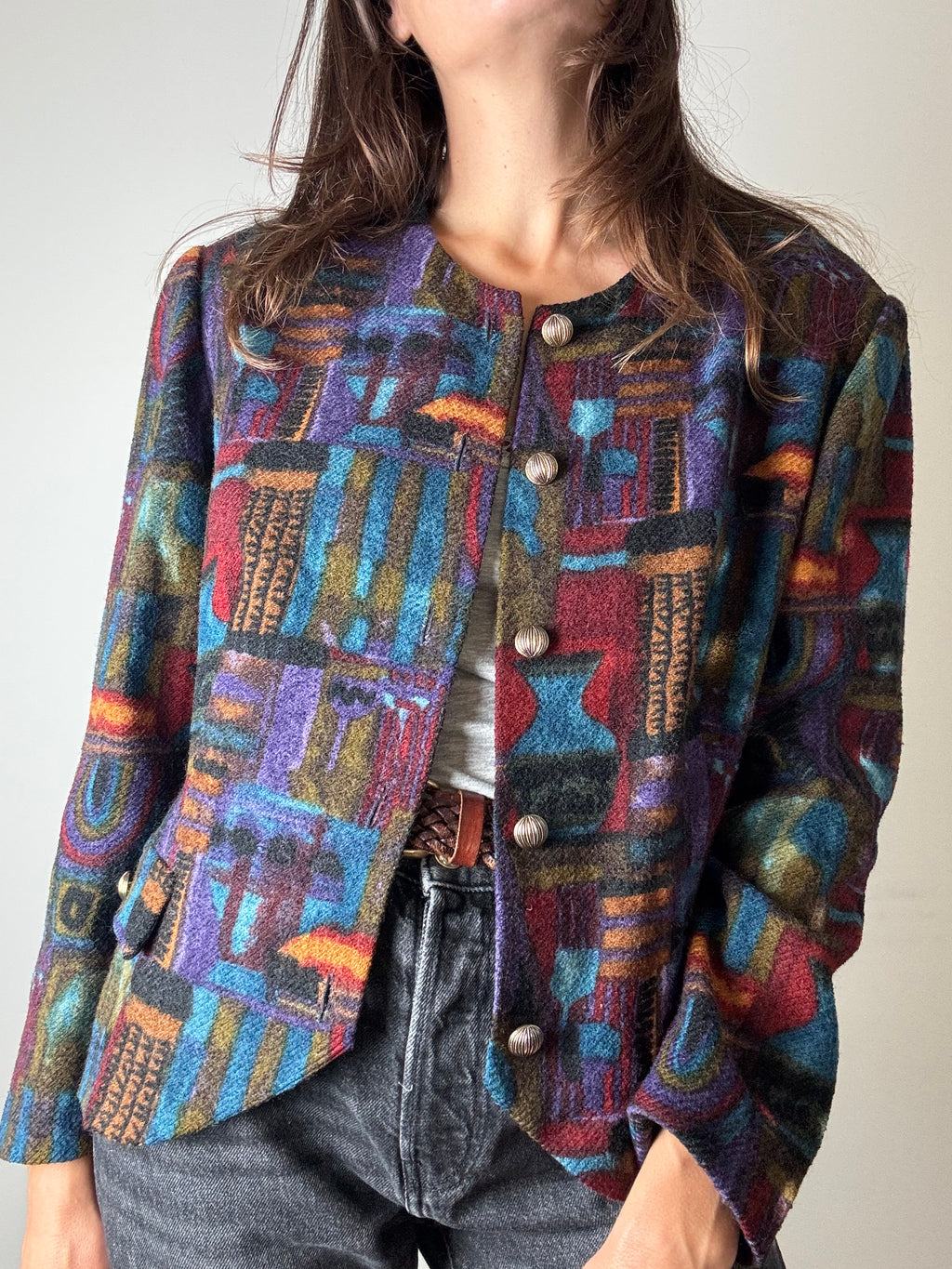 Giacca in lana multicolore
