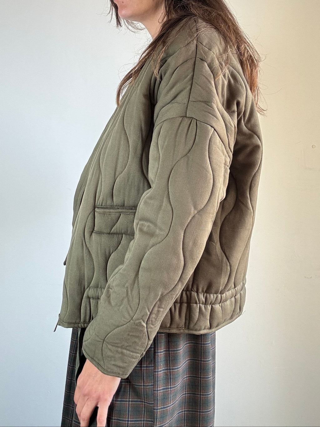 Bomber verde trapuntato