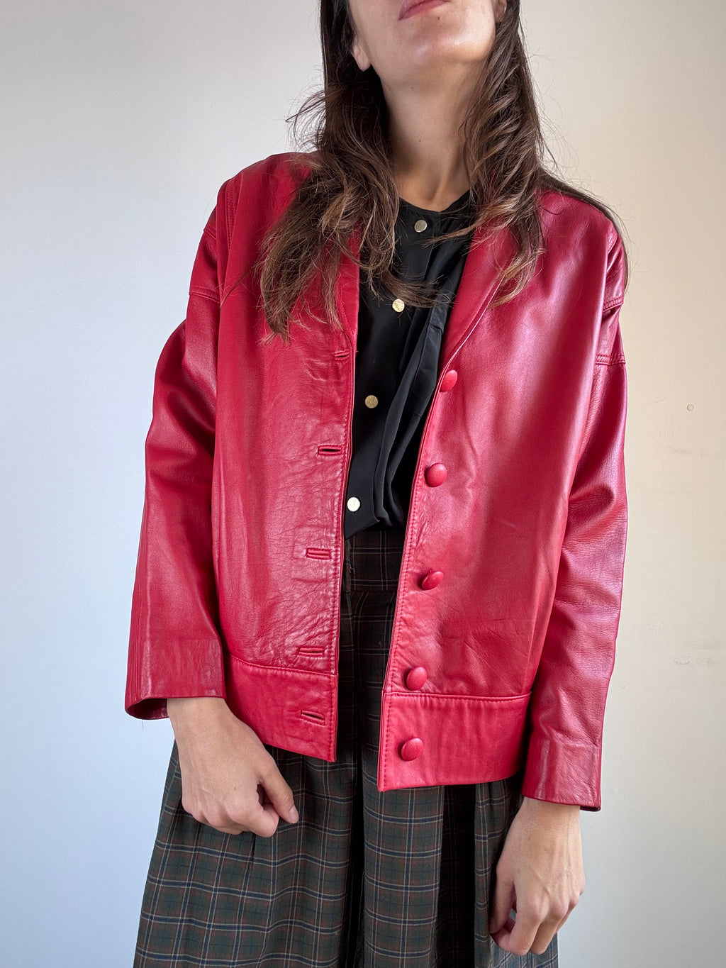 Giacca rossa in pelle