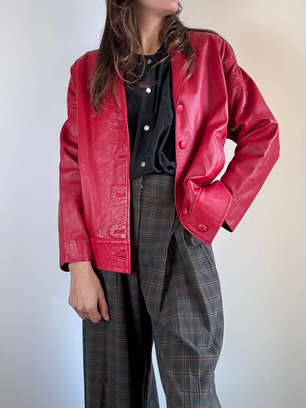Giacca rossa in pelle