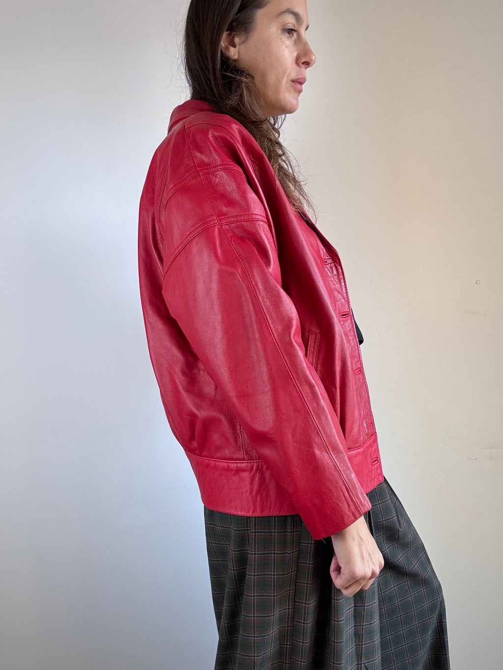Giacca rossa in pelle