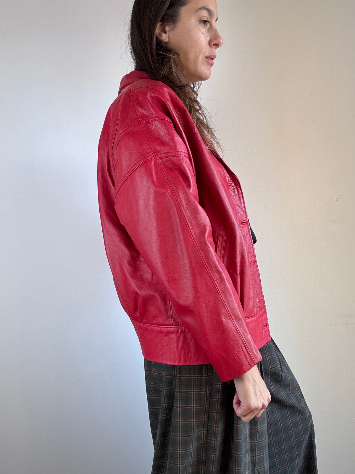 Giacca rossa in pelle