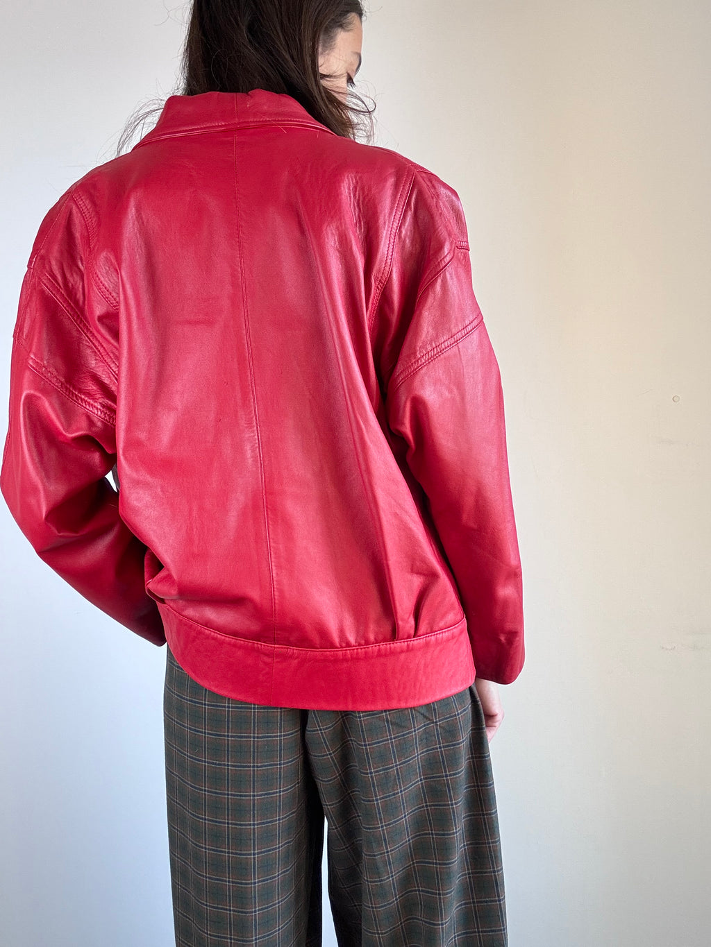Giacca rossa in pelle