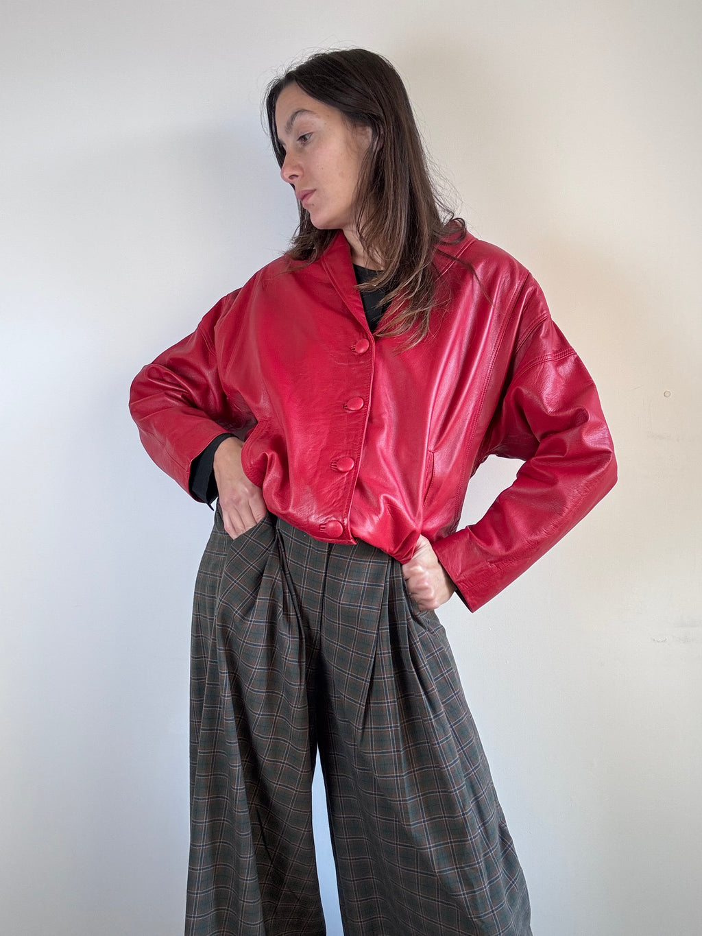 Giacca rossa in pelle